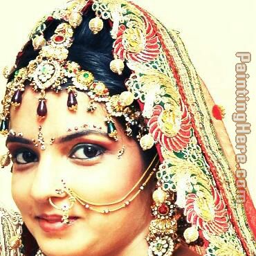 Indian girl painting - Unknown Artist Indian girl art painting